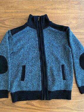 Yeokou Cashmere Blend Zip Sweater Jacket w/ Elbow Patches Men’s M